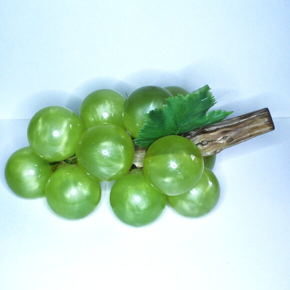 Decorative Green Grapes On Wood Vine Glass MCM Kitchen Dining Decor - Picture 4 of 7